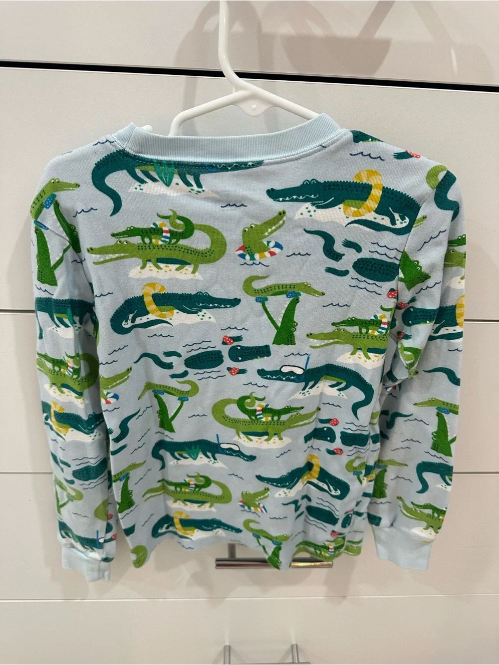 Janie and Jack Light Blue Crocodile Print Boys Pajamas Size 7